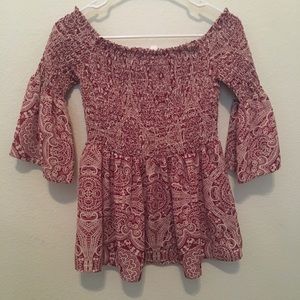 Pink and White Off the Shoulder Top